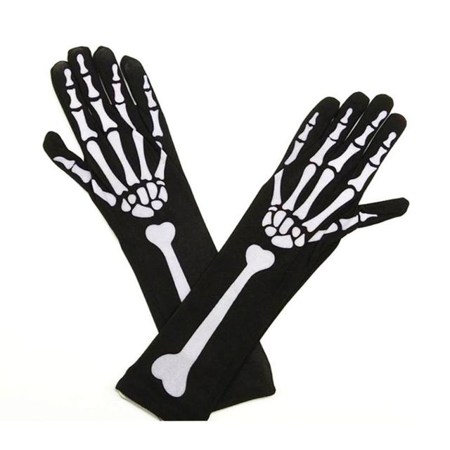 New Womens Halloween Cosplay Skull Skeleton Bone Gloves Thigh High Stockings Socks